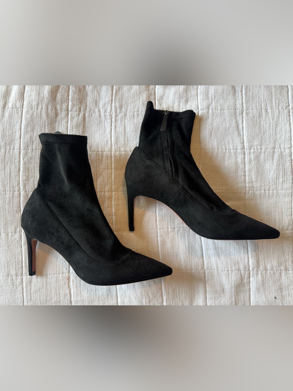 BCBGMaxAzria Black Pointed Toe Stiletto Sock Ankle Boots